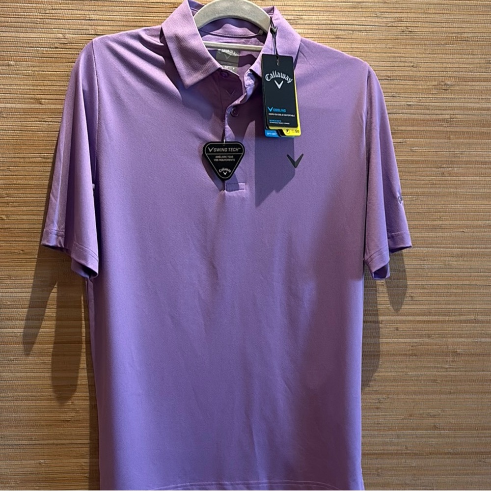 Callaway Purple Polo Shirt with Lightweight Fabric and Short Sleeves